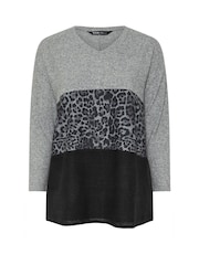 Yours Curve Grey Colourblock Jumper - Image 5 of 5