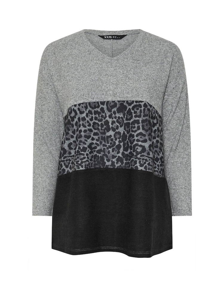 Yours Curve Grey Colourblock Jumper - Image 5 of 5