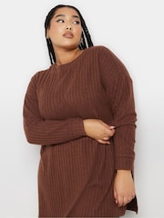 Yours Curve Brown Turtle Neck Side Split Jumper - Image 4 of 5
