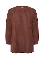 Yours Curve Brown Turtle Neck Side Split Jumper - Image 5 of 5