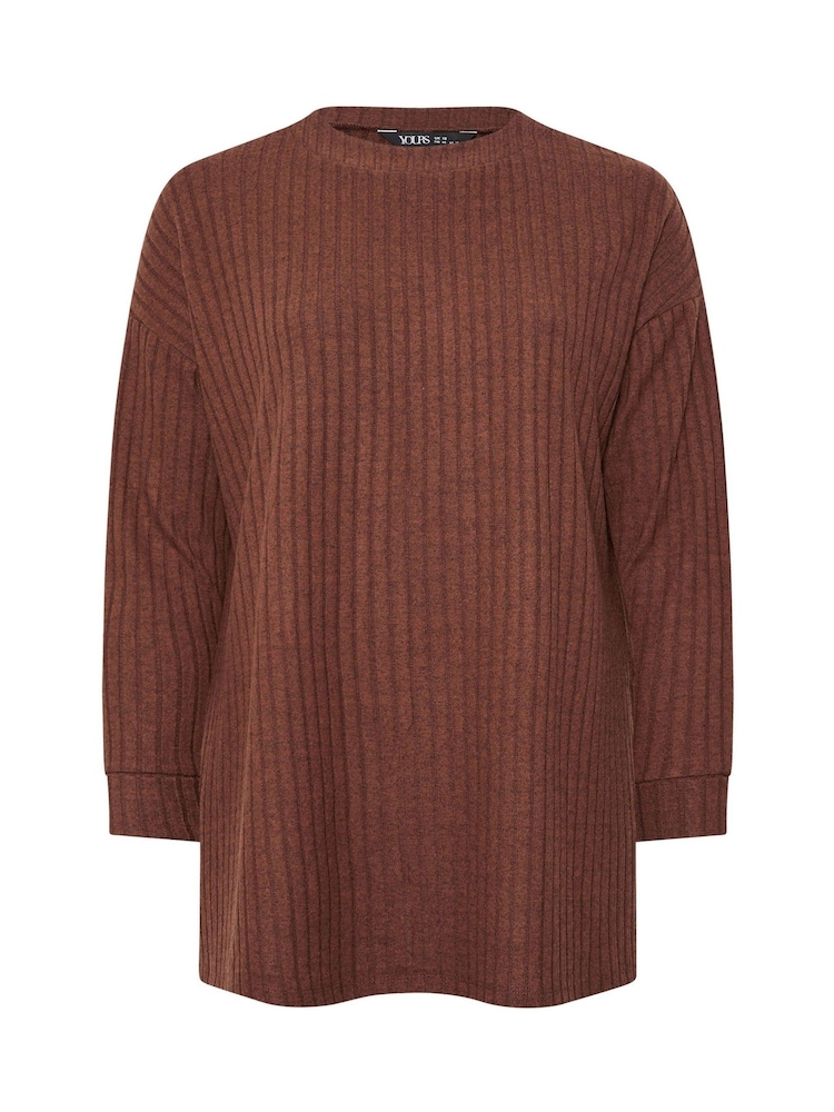 Yours Curve Brown Turtle Neck Side Split Jumper - Image 5 of 5