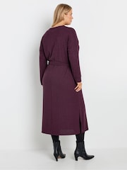 Yours Curve Purple High Neck Knitted Midi Dress - Image 3 of 5
