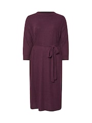 Yours Curve Purple High Neck Knitted Midi Dress - Image 5 of 5