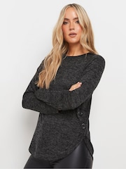Long Tall Sally Black Side Button Top - Image 1 of 5