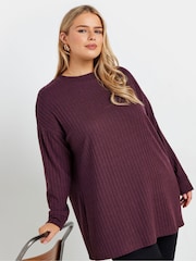 Yours Curve Purple Turtle Neck Side Split Jumper - Image 1 of 6