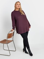 Yours Curve Purple Turtle Neck Side Split Jumper - Image 2 of 6
