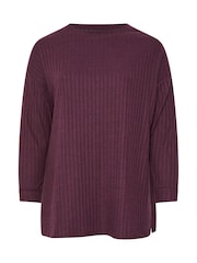 Yours Curve Purple Turtle Neck Side Split Jumper - Image 6 of 6