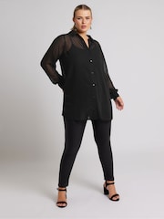 Yours Curve Black Chevron Burnout Shirt - Image 3 of 5