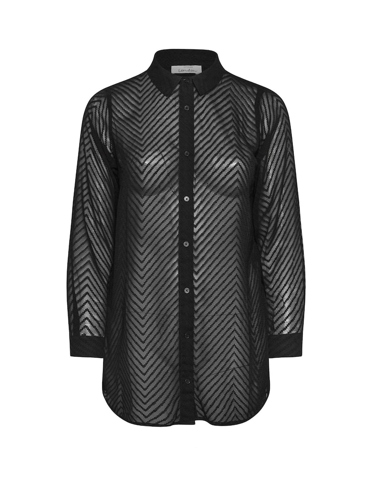 Yours Curve Black Chevron Burnout Shirt - Image 5 of 5