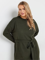 Yours Curve Green High Neck Knitted Midi Dress - Image 2 of 5