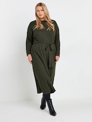 Yours Curve Green High Neck Knitted Midi Dress - Image 4 of 5