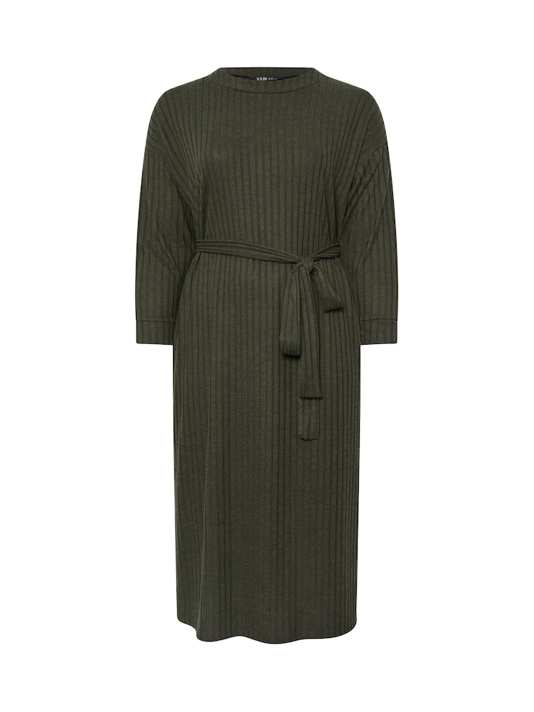 Yours Curve Green High Neck Knitted Midi Dress - Image 5 of 5
