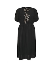 Yours Curve Black Limited Woven Leopard Print Bow Dress - Image 6 of 6