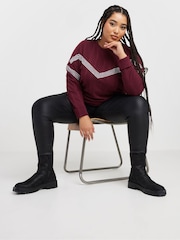 Yours Curve Red Chevron Studded Jumper - Image 1 of 5