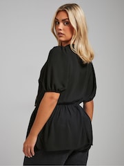 Yours Curve Olive Black Limited Woven Bows Top - Image 3 of 5