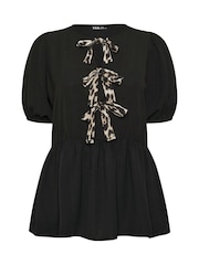Yours Curve Olive Black Limited Woven Bows Top - Image 5 of 5