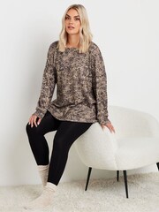 Yours Curve Natural Leopard Lounge Jumper - Image 2 of 5