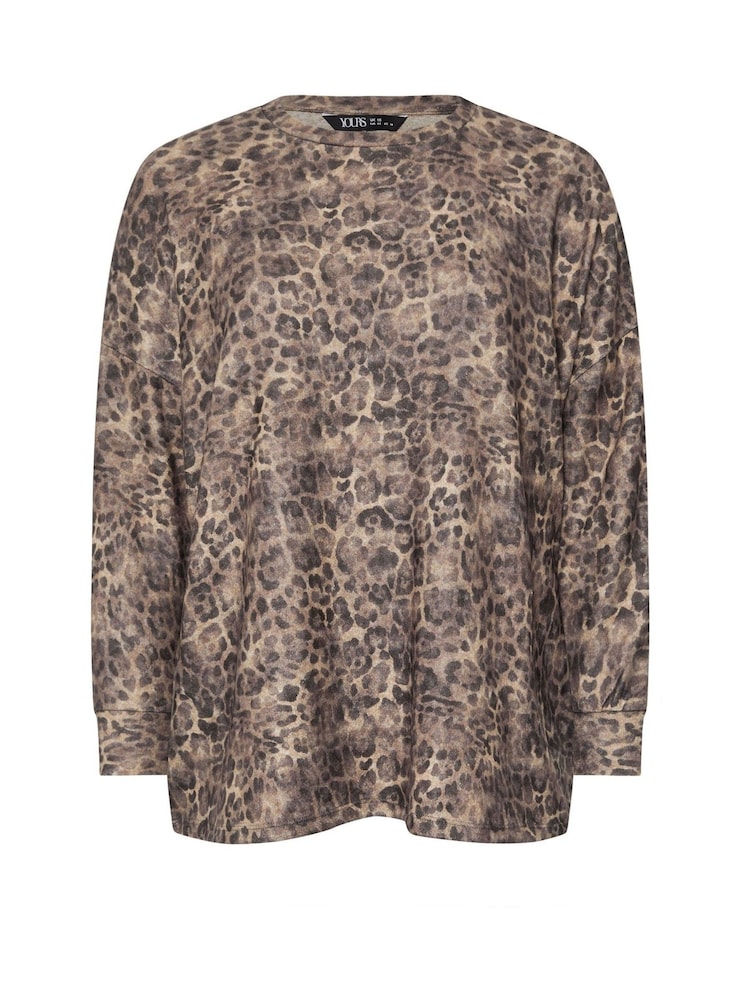 Natural - Yours Curve Leopard Lounge Jumper - Imagen 5 de 5 Natural - Yours Curve Leopard Lounge Jumper - Imagen 5 de 5