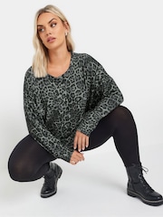 Yours Curve Grey Leopard Lounge Jumper - Image 2 of 5