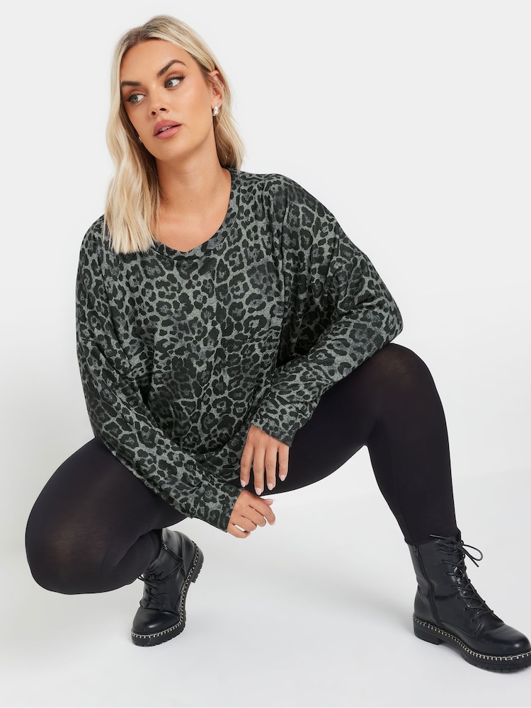 Gris - Yours Curve Leopard Lounge Jumper - Imagen 2 de 5 Gris - Yours Curve Leopard Lounge Jumper - Imagen 2 de 5