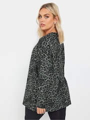 Yours Curve Grey Leopard Lounge Jumper - Image 3 of 5