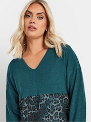 Yours Curve Blue Colourblock Jumper - Image 4 of 5
