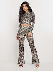 PixieGirl Petite Natural Leopard Fold Leggings - Image 1 of 5