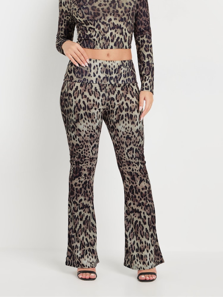 PixieGirl Petite Natural Leopard Fold Leggings - Image 2 of 5