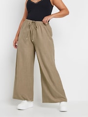 Yours Curve Natural Linen Trousers - Image 1 of 5