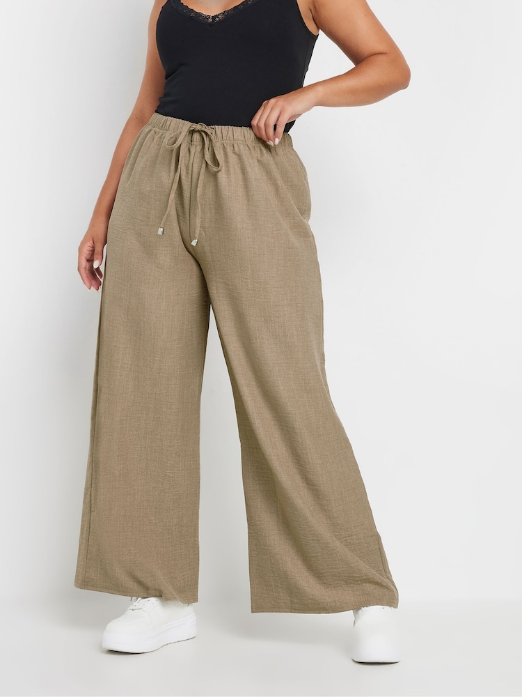 Yours Curve Natural Linen Trousers - Image 1 of 5
