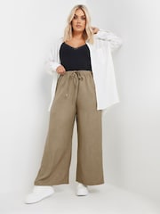 Yours Curve Natural Linen Trousers - Image 2 of 5