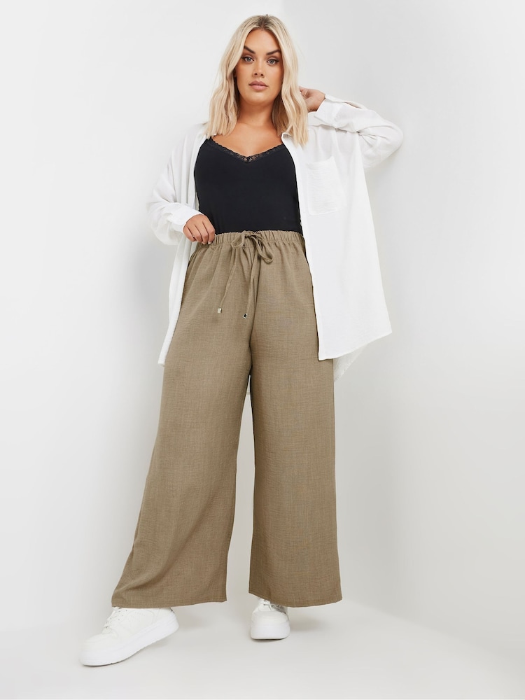 Yours Curve Natural Linen Trousers - Image 2 of 5