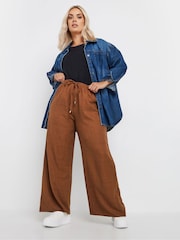 Yours Curve Brown Linen Trousers - Image 2 of 6