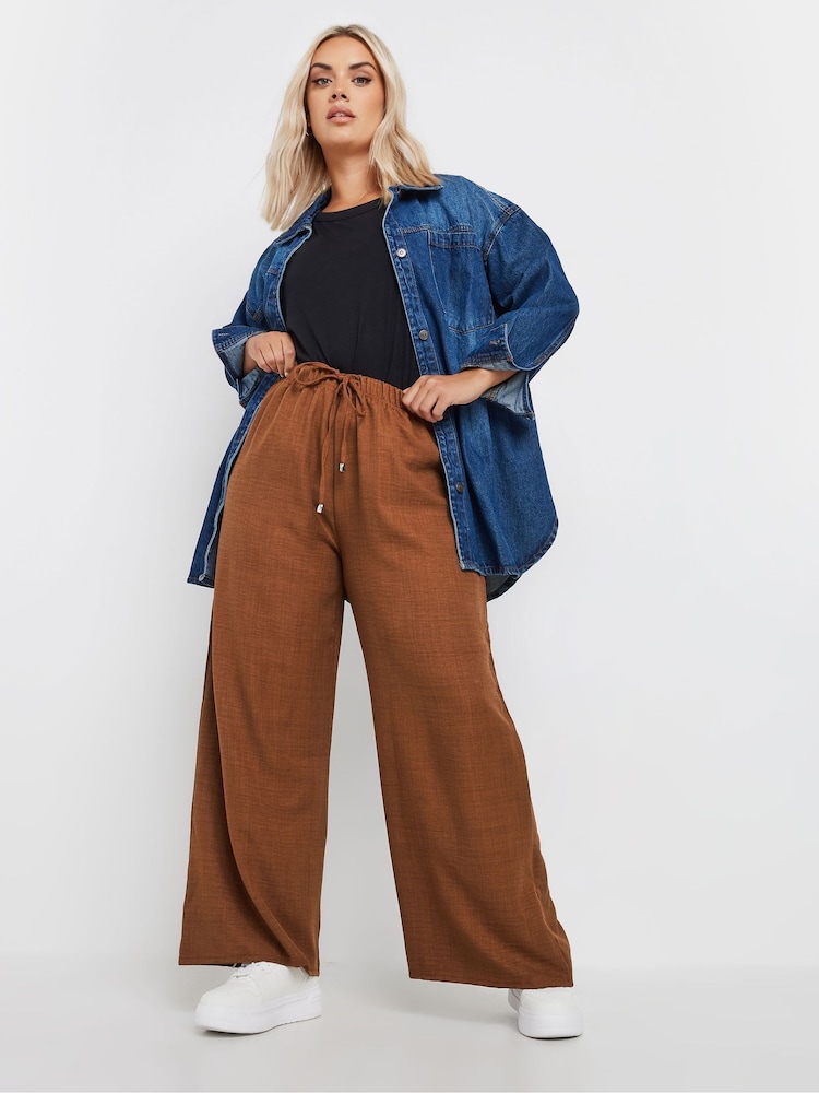 Yours Curve Brown Linen Trousers - Image 2 of 6