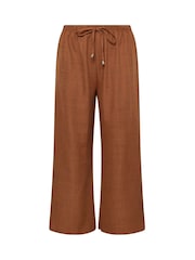 Yours Curve Brown Linen Trousers - Image 5 of 6
