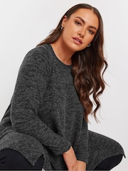 Yours Curve Grey Hanky Hem Tunic Top - Image 4 of 5