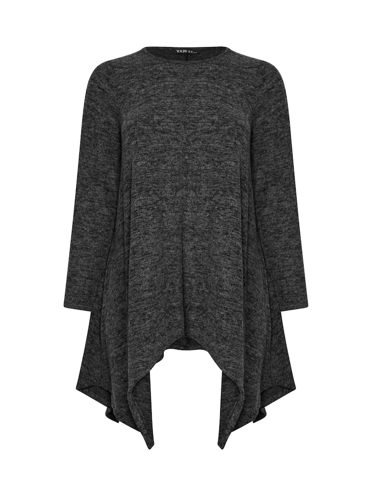 Yours Curve Grey Hanky Hem Tunic Top - Image 5 of 5