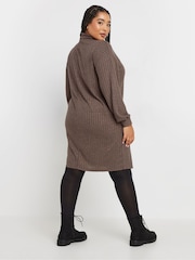 Yours Curve Brown Quarter Zip Tunic - Image 3 of 5