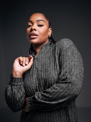 Yours Curve Grey Quarter Zip Tunic - Image 4 of 6