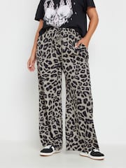 Yours Curve Grey Leopard Print Pull On Trousers - Image 1 of 5