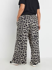 Yours Curve Grey Leopard Print Pull On Trousers - Image 3 of 5