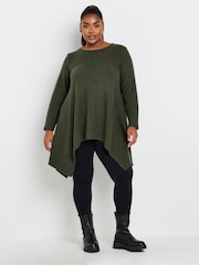 Yours Curve Green Hanky Hem Tunic Top - Image 2 of 5