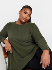Yours Curve Green Hanky Hem Tunic Top - Image 4 of 5