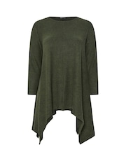Yours Curve Green Hanky Hem Tunic Top - Image 5 of 5