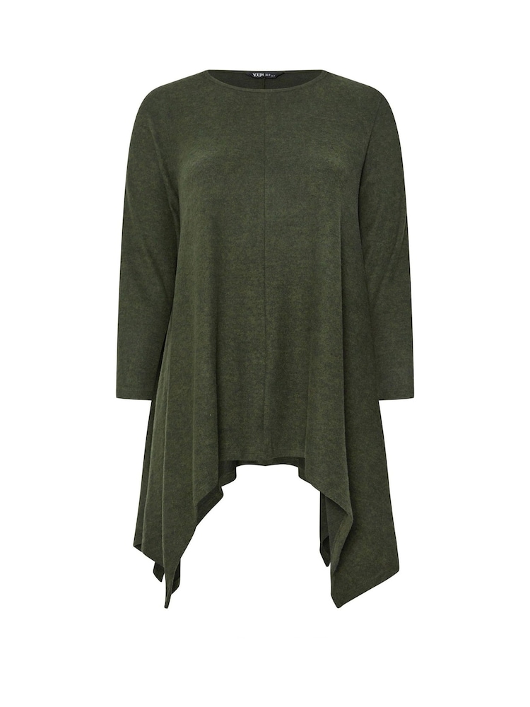 Yours Curve Green Hanky Hem Tunic Top - Image 5 of 5