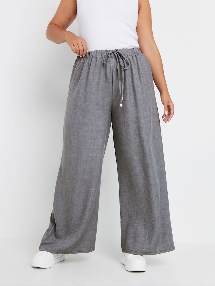Yours Curve Grey Linen Trousers - Image 1 of 5