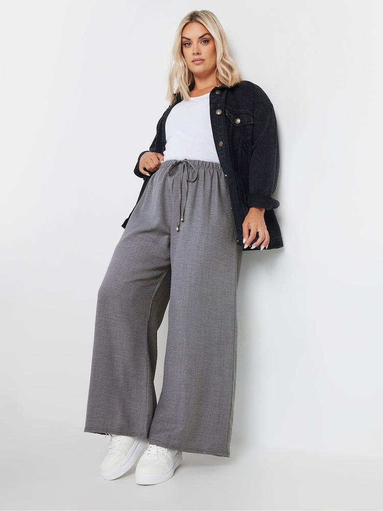 Yours Curve Grey Linen Trousers - Image 2 of 5