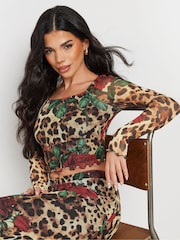 PixieGirl Petite Leopard Rose T-Shirt - Imagen 1 de 4