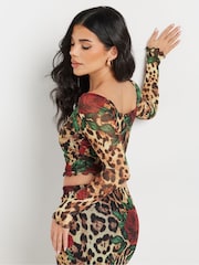 PixieGirl Petite Leopard Rose T-Shirt - Imagen 3 de 4