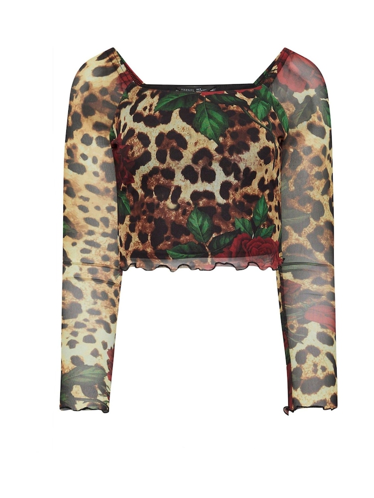 PixieGirl Petite Leopard Rose T-Shirt - Imagen 4 de 4
